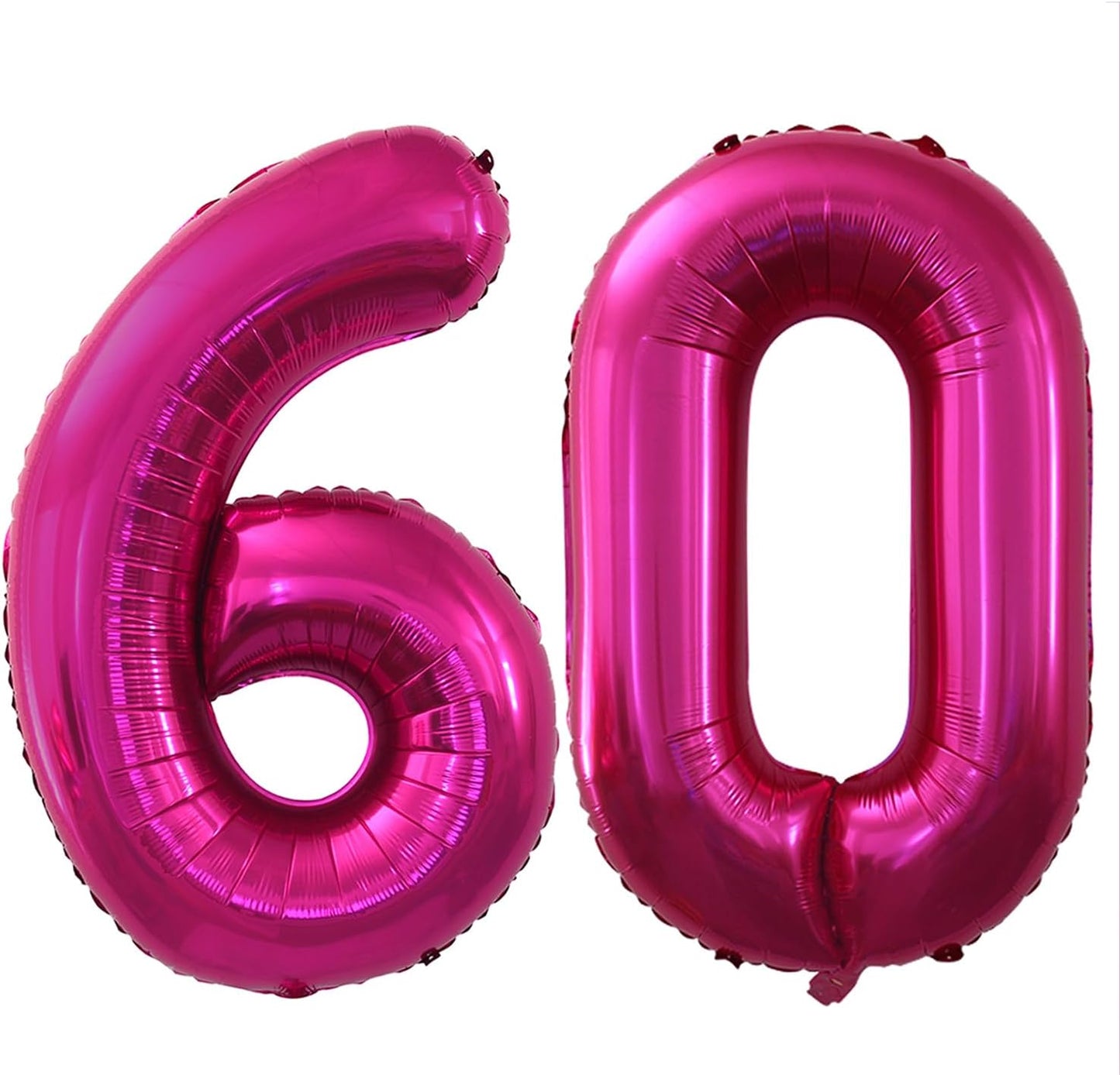 GOER Number 60 Balloons for 60th Birthday Party Decorations,42 Inch Jumbo Foil Helium Balloons for 60th Anniversary (Bright Peach)