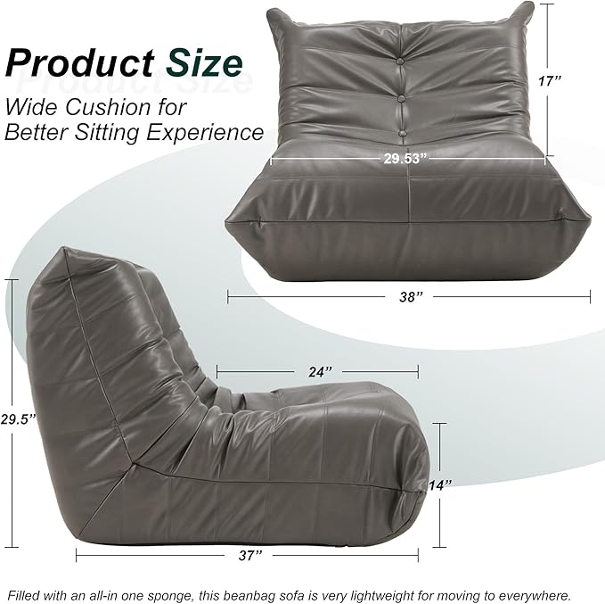 Hobestluk Giant Bean Bag Chair Lazy Floor Sofa, Memory Foam Fireside Sofa - Image 2