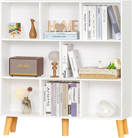 YAHARBO 8 Cube White Bookshelf, 3 Tier Book Shelf by YAHARBO