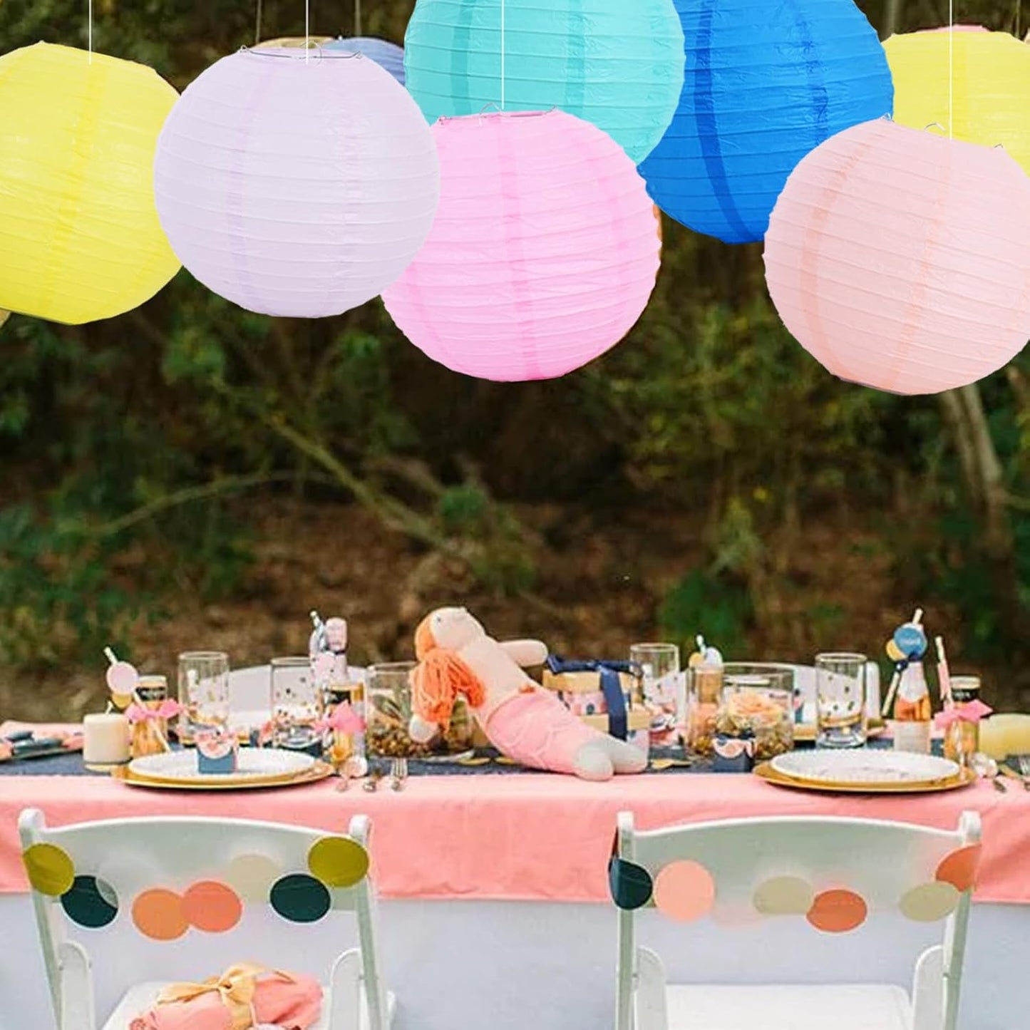 BEISHIDA 12 Pcs Macaroon Mix Paper Lanterns,Hanging Decorative Chinese Japanese Round Paper Lantern Lamp for Valentine's Day Girls' Party children Home Party Decoration