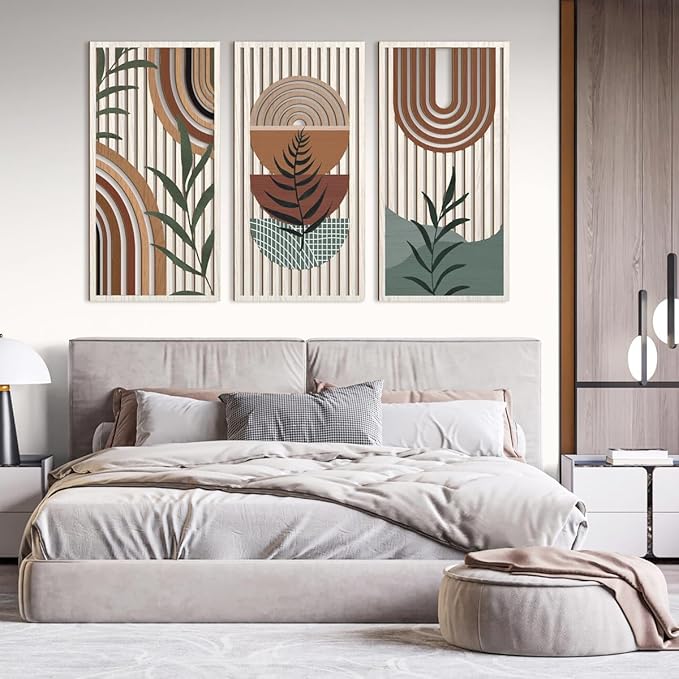 IARTTOP Large Boho Wood Wall Art 16x32 Inch Mid Century Modern Bohemian Wooden - Image 6