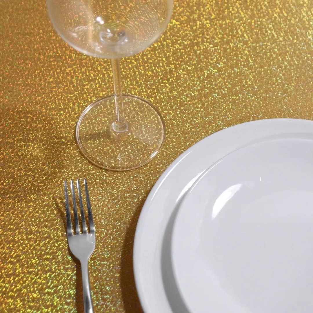 Fitable Gold Sequin Tablecloth for Parties 54x54 Inch - Sparkle Glitter Table Cloth Laser Square Overlay for Wedding Baby Shower Ceremony Birthday Holiday Banquet Decoration