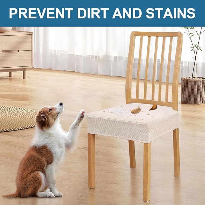 Smiry Waterproof Seat Covers for Dining Room Chairs Set of 2, Stretch Jacquard - Image 6