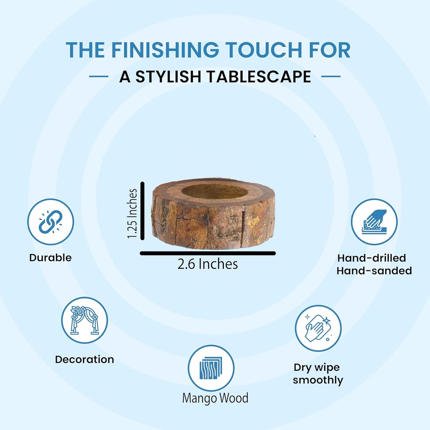 Farmhouse Rustic Wood Napkin Rings Set of 12 - Wooden Napkin Rings for Dinner Table Decoration, Wedding Dinner Party Banquet and Catering Party Services Table Decorations (Brown) - CLEENTABLE