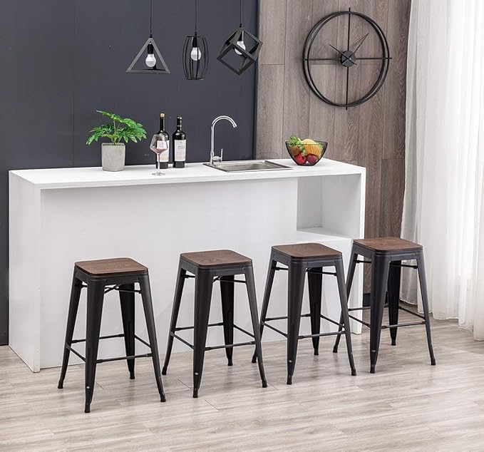 HAOBO Home 30" Backless Metal Counter Stool Height Bar Stools Barstools - Image 9