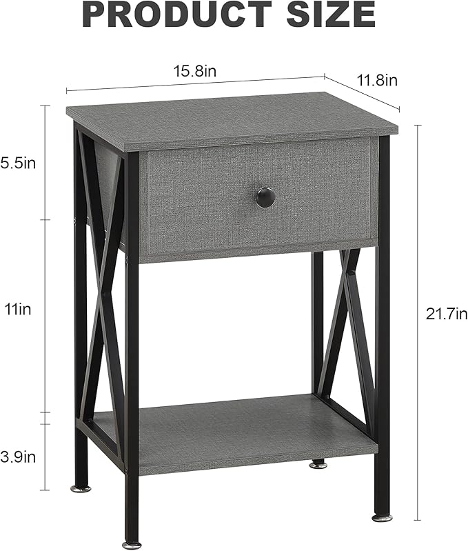 VECELO Nightstands Set of 2, Modern Bedside End Tables, Night Stands - Image 3