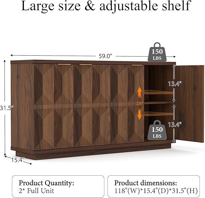 Brafab Buffet Cabinet, Wood Sideboard Cabinet - Image 2