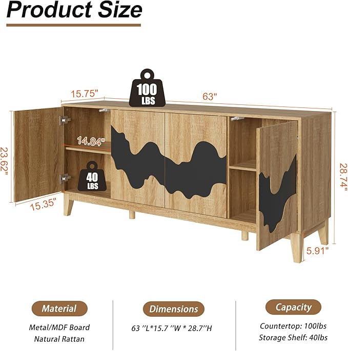 UEV Buffet Cabinet, Kitchen Storage Cabinet - Image 2