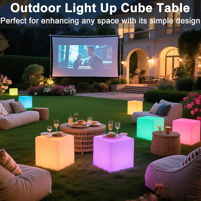 LED Cube Chair for Kids, 14-Inch RGB Color Changing LED Cube Seat w/ Remote - Image 6