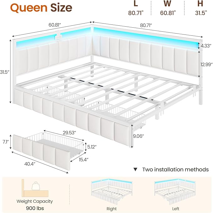 DICTAC Corner Queen Bed Frame - Image 2