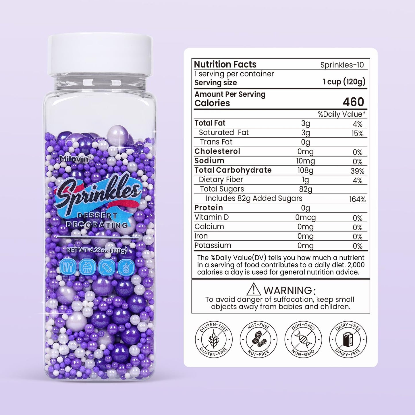 Purple Sprinkles for Cake Decorating, Pearl Sprinkles, Edible Pearls, Cake Pearls for Baby Showers, Weddings, Birthdays, Gender Reveal, Halloween(120g/4.23oz)