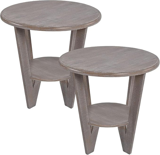Set of 2 Rustic Farmhouse end Table by COZAYH