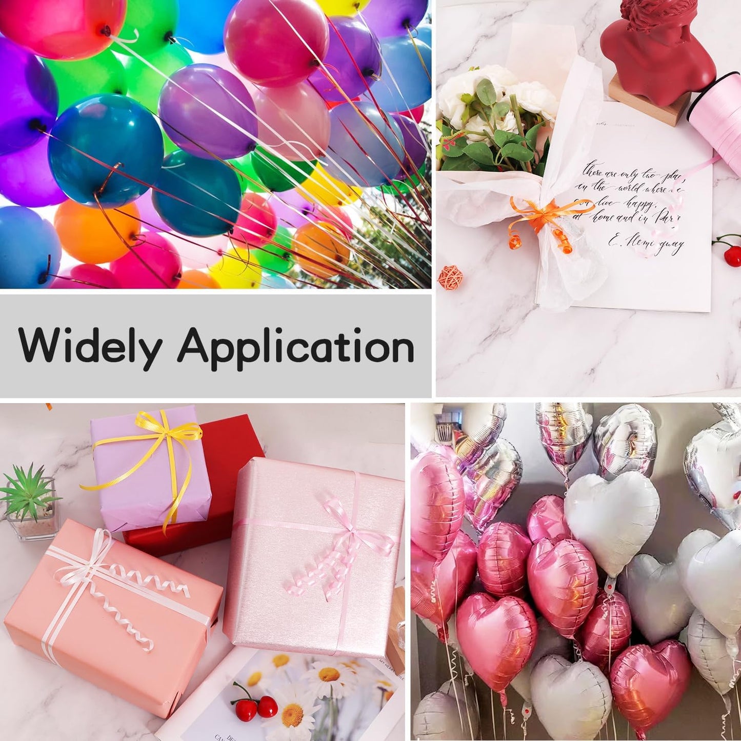 BEISHIDA 500 Yards Matte Silver Curling Ribbon Balloon String Crimped Ribbons for Gift Wrapping Ribbon for Birthday Halloween Party Decoration Festival Art Craft Christmas Gift Wraps