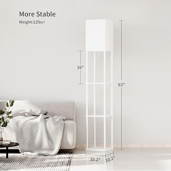 SUNMORY Floor Lamp with Shelves, Modern Square Standing Lamp with 3 Color - Image 7