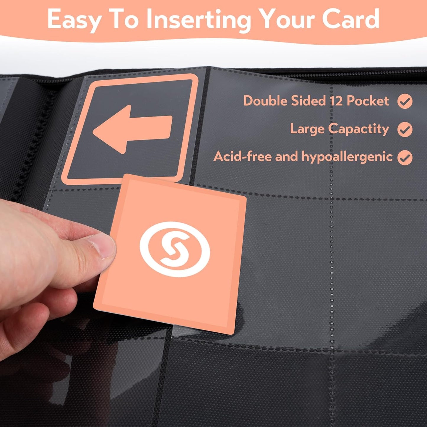 SMYV 12 Pocket Trading Card Binder, Premium PU Cover Card Binder for 720 Cards, Ringless Side Loading Card Collection Album Folders for MTG, TCG, Game Cards & Sports Cards (Pink)