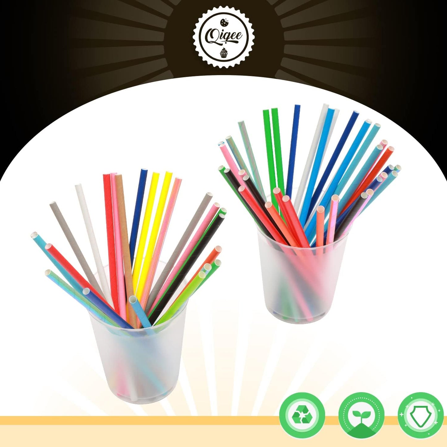 Rainbow Paper Straws - 150 Pack Disposable Straws in Bulk (15 Solid Colors) by qiqee