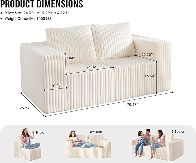 Modular Sectional Sofa 2 Seater Loveseat Modular Couch - Image 2