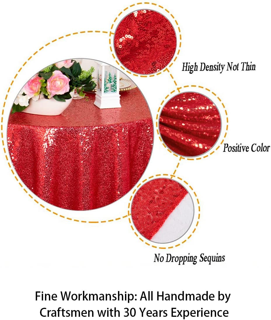 ShinyBeauty Sequin Tablecloth Square 54x54-Inch Red Table Cloths for Round Table Red Sequins Fabric Overlay Glitter TableCloths Linen for Party Small Cover for Wedding Reception