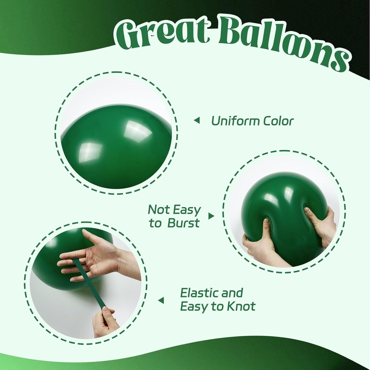 60pcs Green and Black balloons 12inch with Dark Green Metallic Gold Balloons for Jungle Safari Birthday Party Decorations