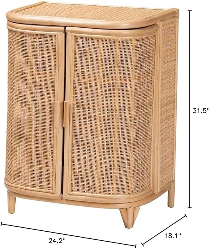 bali & pari Yanka Bohemian Natural Rattan Storage Cabinet - Image 3