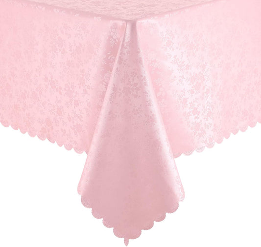 Smiry Rectangle Table Cloth, Waterproof Heavy Duty Vinyl Tablecloths, Wipeable Washable Table Cover for Kitchen and Dining Room (Pink, 60" X 102")