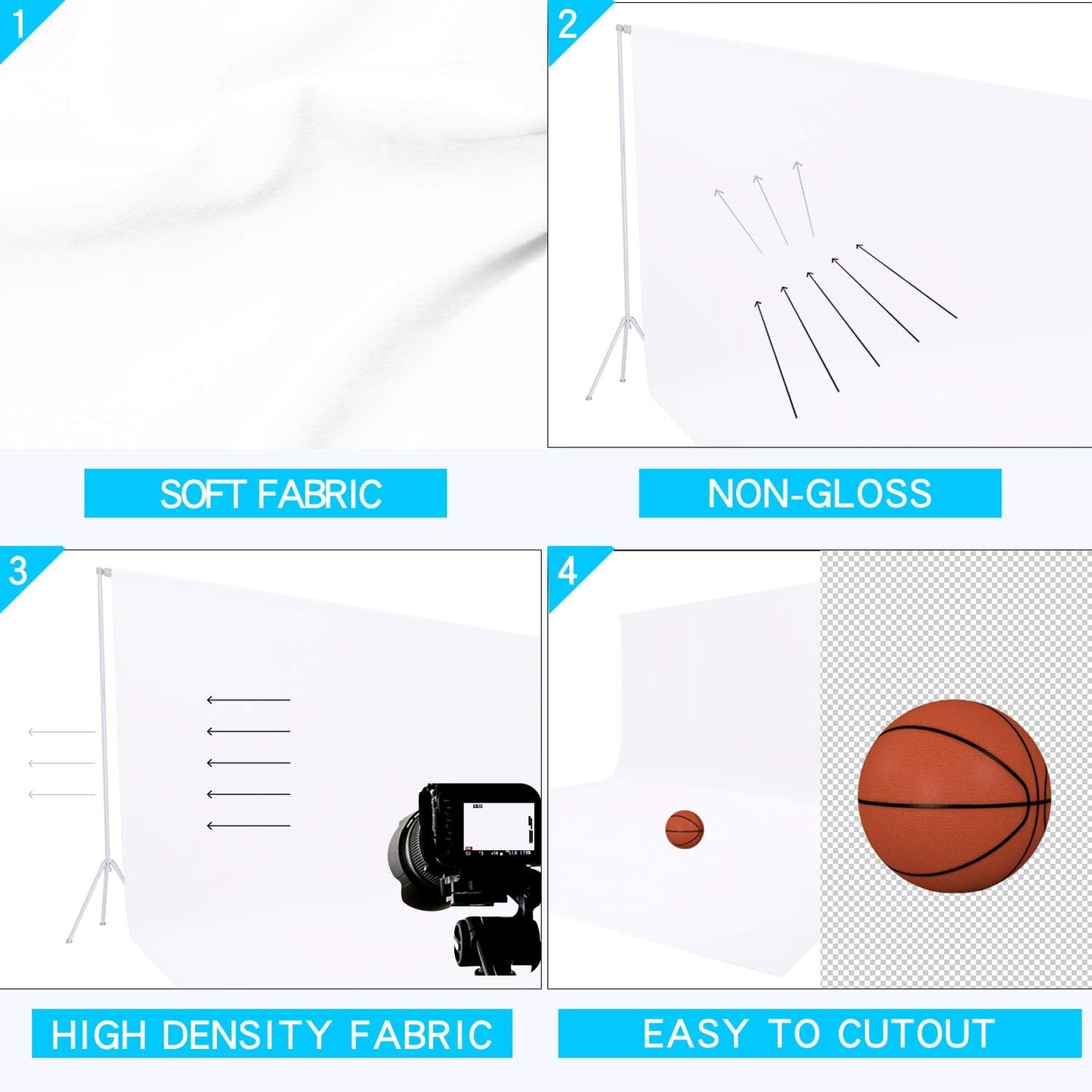 ISSUNTEX 10X24 ft Background Muslin Backdrop, Photo Studio, Collapsible High Density Screen for Video Photography and Television-White