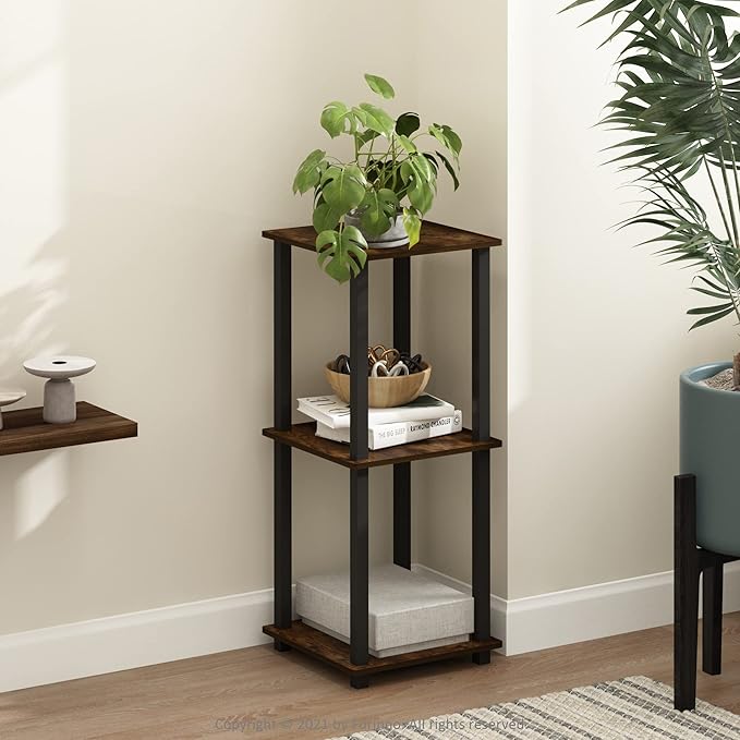 Furinno SIMPLISTIC Side Table Set of 2, 2-Tier Square Modern End Table - Image 2