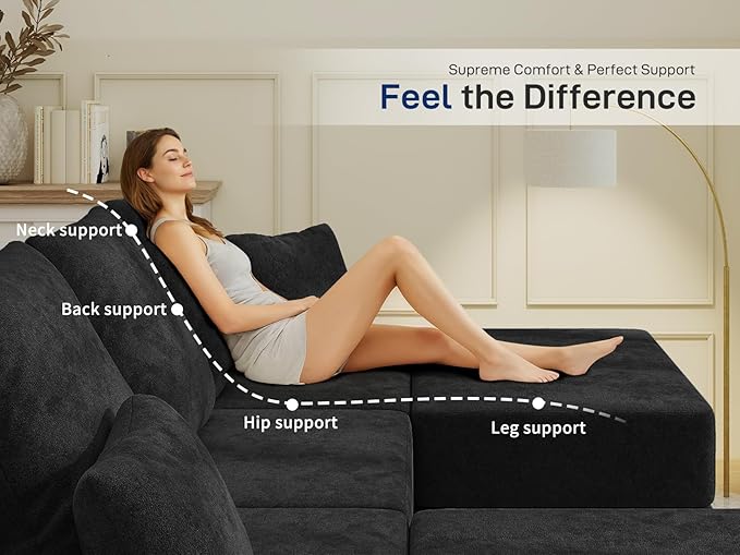 Living&Giving 128" U-Shaped Cloud Sectional Couch - Image 4
