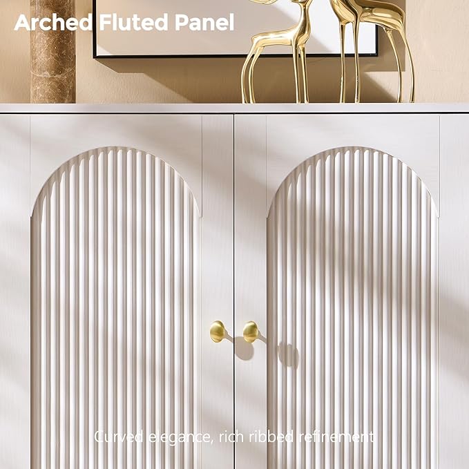 IFBUY Modern Sideboard Buffet Cabinet, 123.5" W Fluted Arched Buffet Cabinet - Image 4