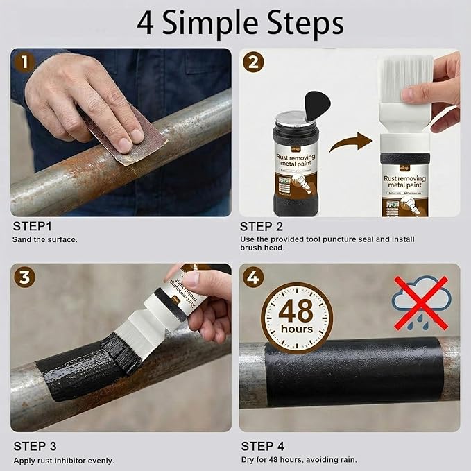 Black 2-in-1 Rust Converter & Touch Up Paint, 6.35 Fl oz, Rust Inhibitor & - Image 8