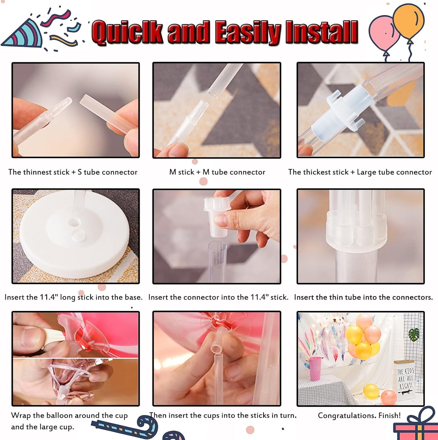 Balloon Column Stand Kit for Floor - Set of 2, Base and Pole,Balloon Tower Backdrop Decoration for Wedding, Birthday Party, or Bachelorette Parties (Balloons not included)