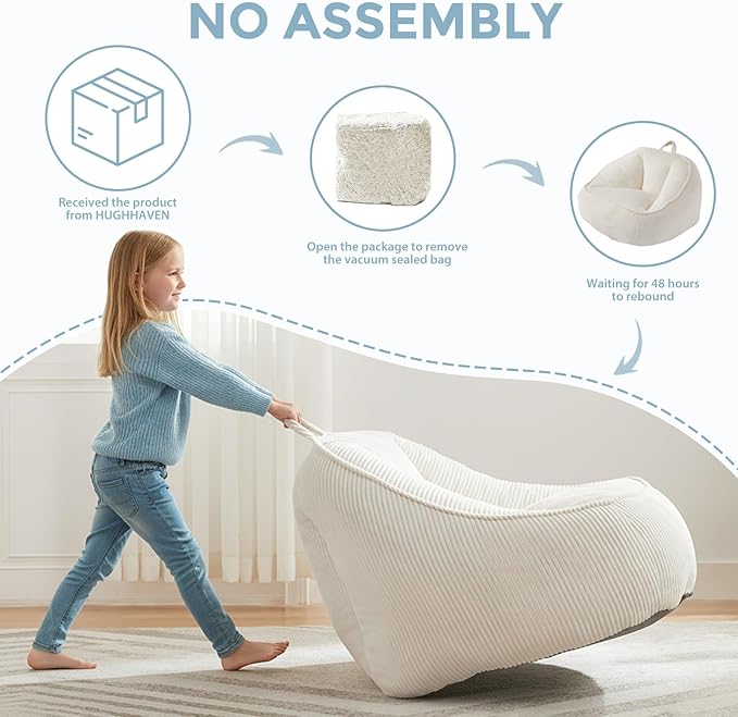 HUGHEAVEN Bean Bag Chairs for Kids, Toddler Bean Bag Chair, Comfy Cozy Reading - Image 6