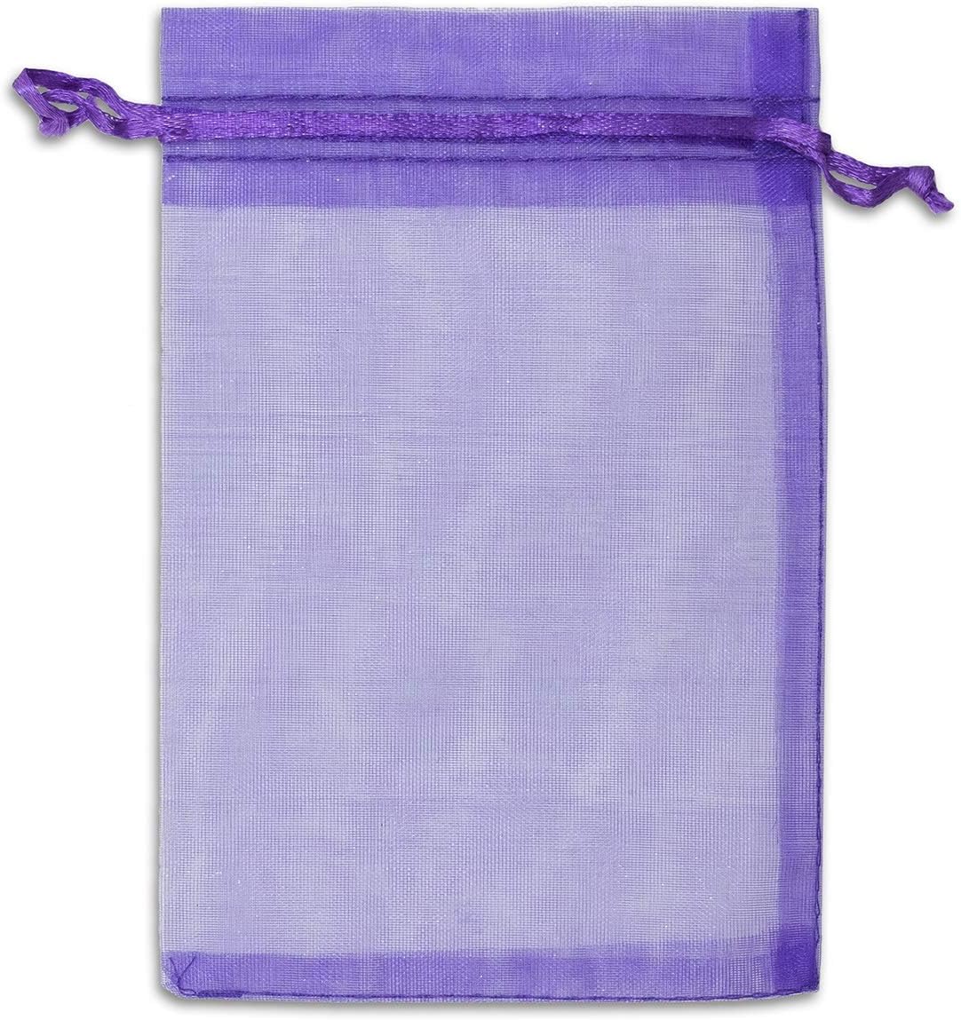 TheDisplayGuys 100-Pack 6x8 Purple Sheer Organza Gift Bags with Drawstring, Jewelry Candy Treat Wedding Party Favors Mesh Pouch