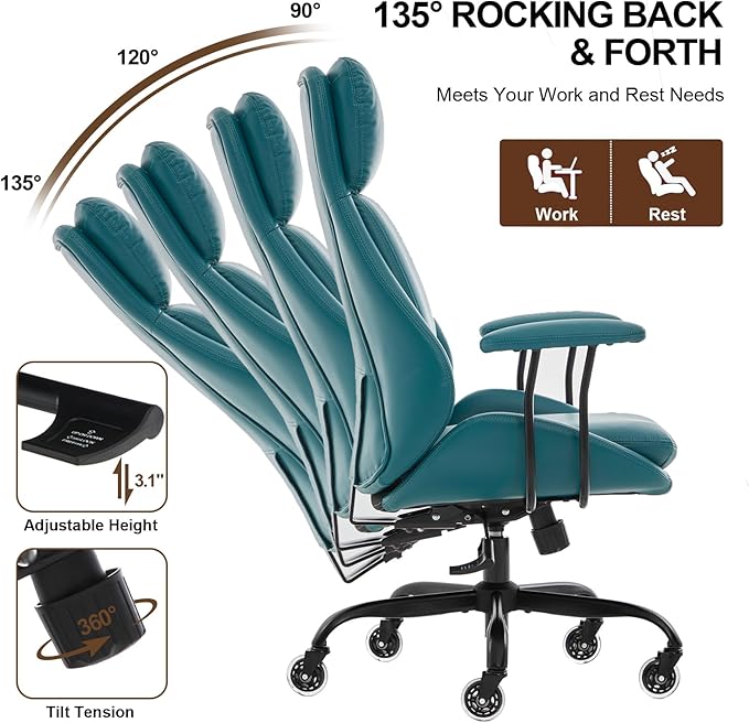 E-Motie Office Chair, Leather Desk Chair - Image 6