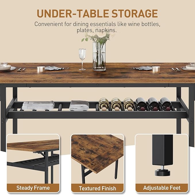 RALGEND 7-Piece Dining Table Set, Industrial Style Kitchen Set - Image 6