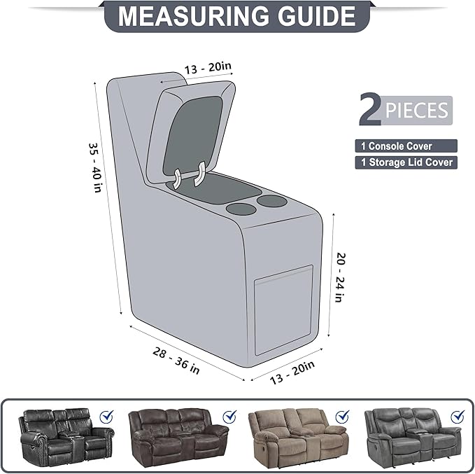 ANARACHON Leather Look Recliner Console Cover - Image 2
