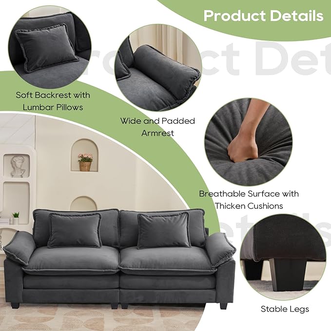 Oprisen 86" Modular Sectional Sofa, Comfy Cloud Couch Sectional Sofa - Image 6