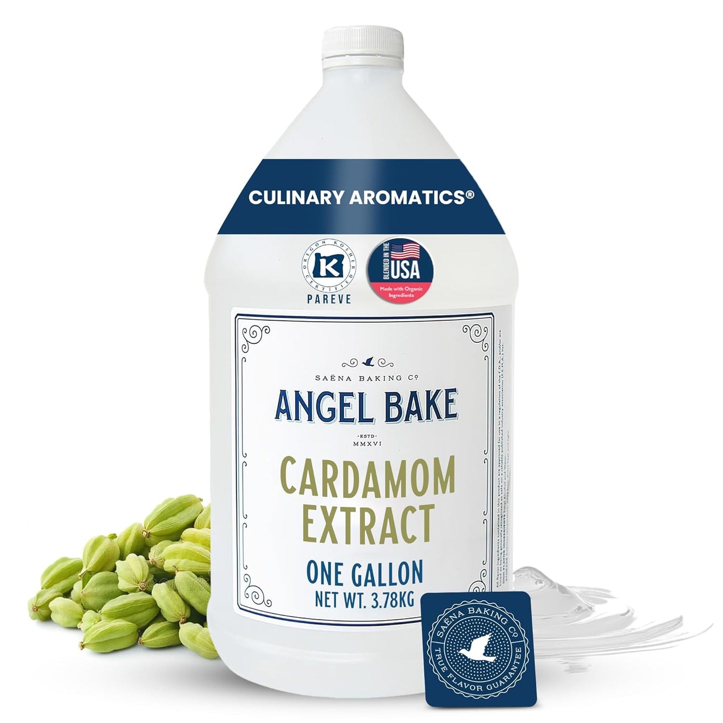Pure Cardamom Extract, 1 Gallon - Natural Essence for Beverage Formulations, Bulk Manufacturing, Professional Food Developers - Kosher Certified, Vegan, Gluten-Free, Keto Friendly