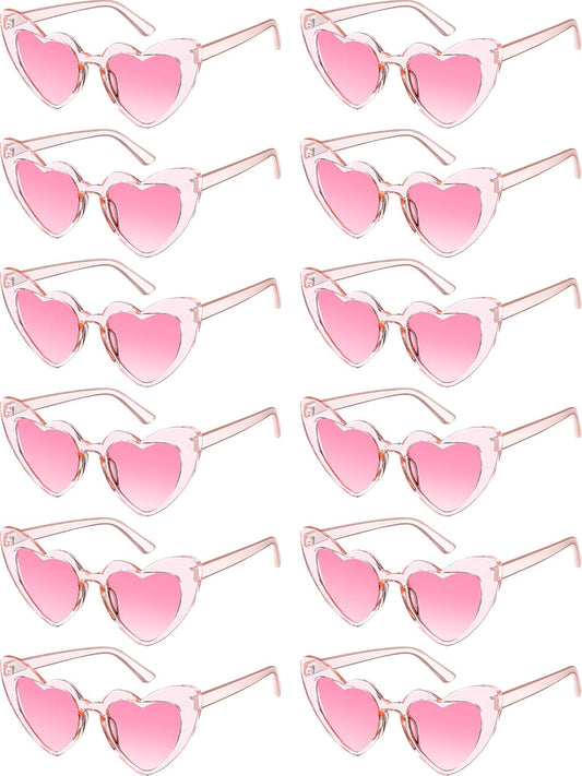 Flutesan 12 Pack Bachelorette Sunglasses Bride Bridesmaid Heart Shaped Sunglasses Women Eyeglasses for Party