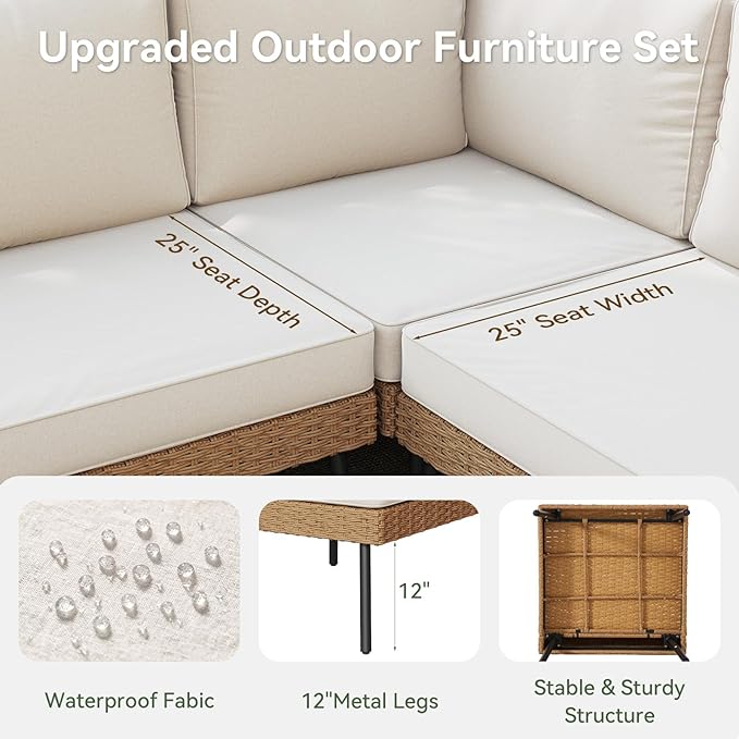 Aoxun 10 Piece Patio Furniture Set, 10 Seats Outdoor Sectional Sofas - Image 2