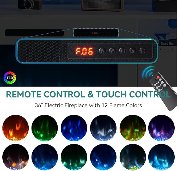 oneinmil 80” TV Stand with 36” Electric Fireplace, Large Modern Media - Image 5