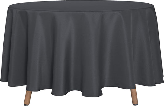 sancua Round Tablecloth - 90 Inch - Water Resistant Spill Proof Washable Polyester Table Cloth Decorative Fabric Table Cover for Dining Tables, Buffet Parties and Camping, Grey
