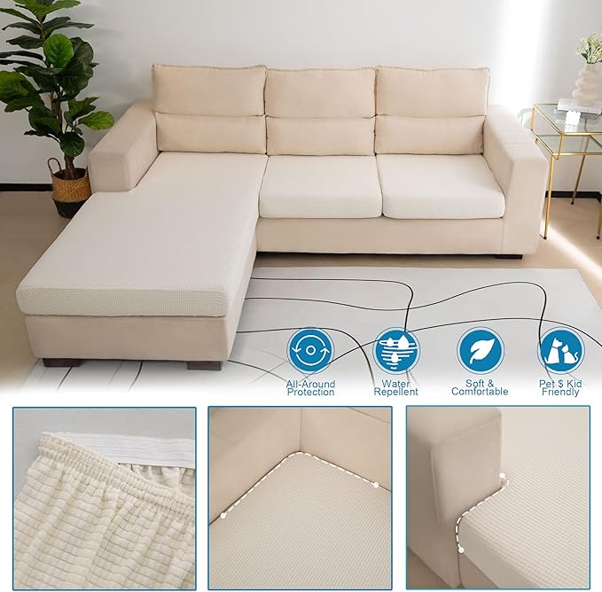 Water Repellent Sectional Couch Covers L Shaped Sofa Cushion Covers, Stretch - Image 2
