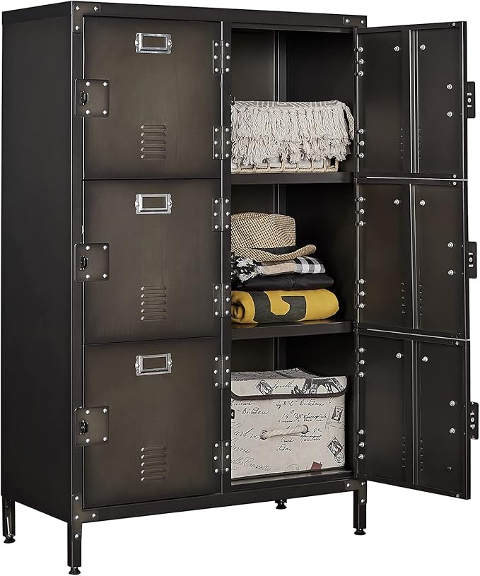 Metal Locker Storage Cabinet, 47.3" Employees Locker by Anxxsu