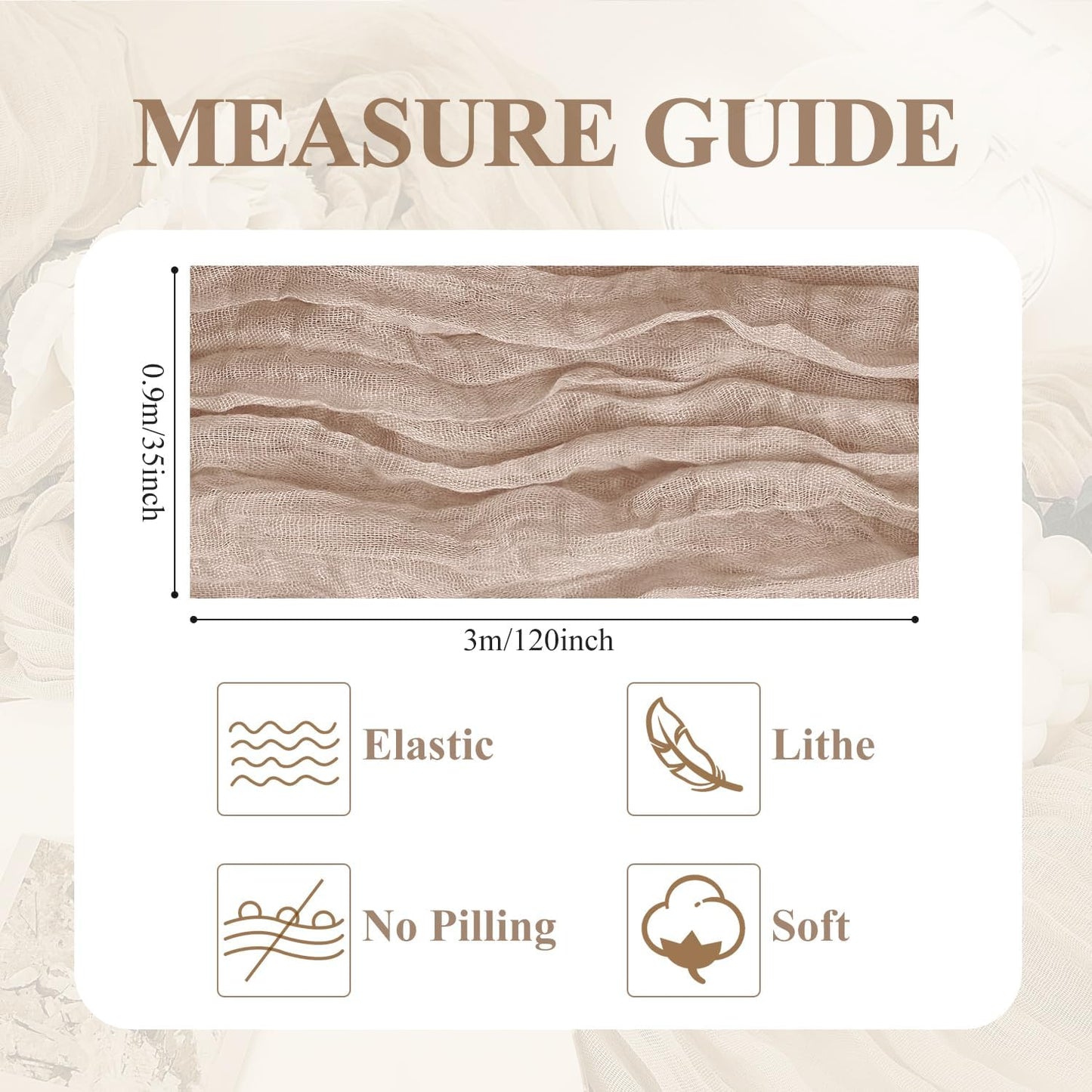 Asee'm 3pcs Cheesecloth Table Runner 120 Inches Long Nude Pink Boho Gauze Cheese Cloth Runner 10FT Rustic Sheer Table Runners for Christmas Wedding Party Baby Shower Spring Easter Decoration