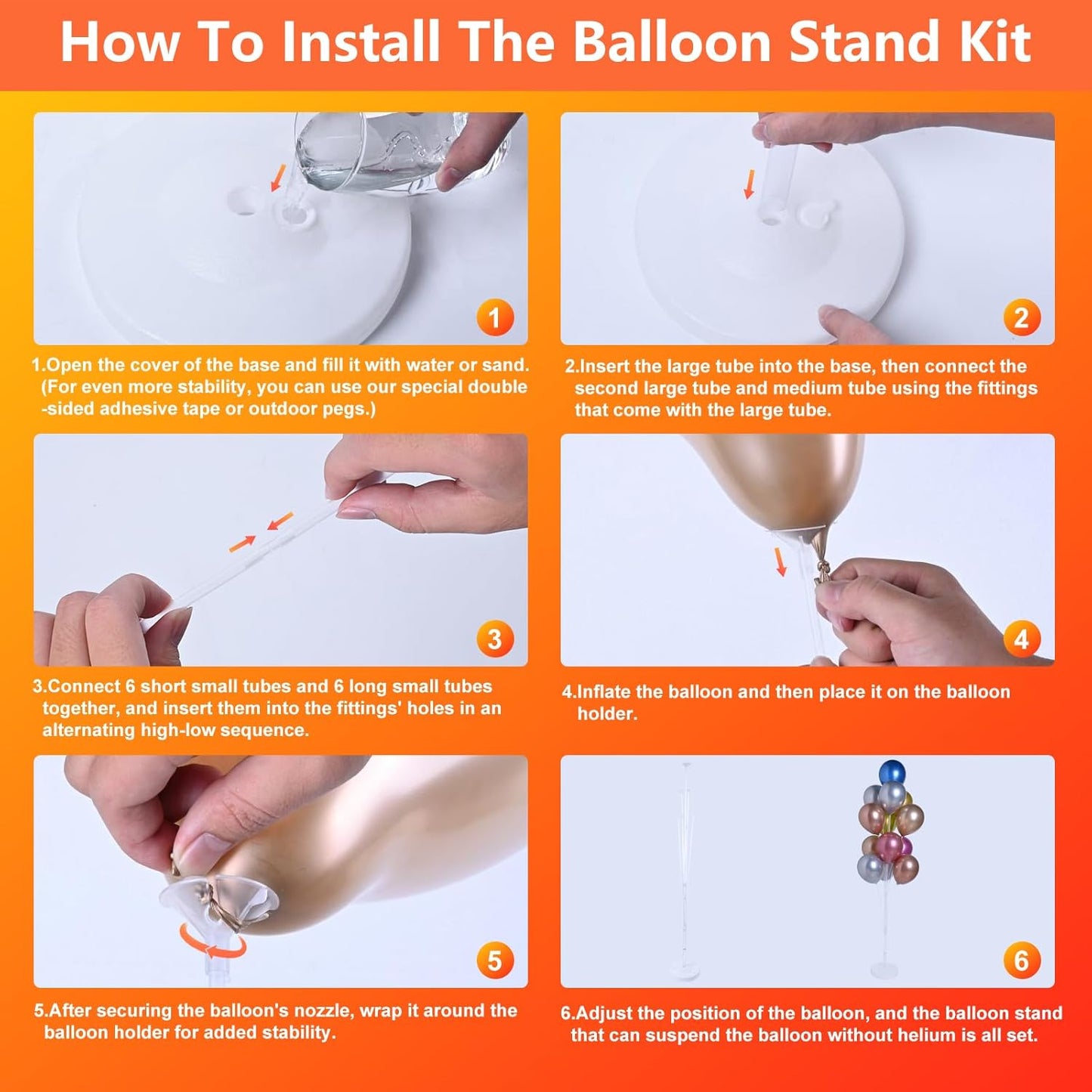 4 Sets of Balloon Stand Kit - 62in Balloon Stands with Base, Balloon Sticks, Decorations for Party Birthday Wedding Baby Shower Gender Reveal Graduation