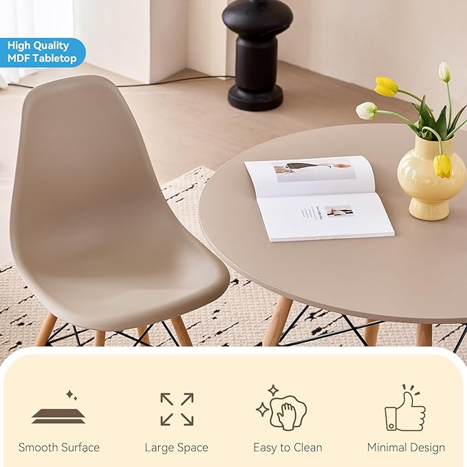 5-Piece Round Dining Table Set, Small 31.5" Kitchen Table Chairs Set of 4 Space - Image 3