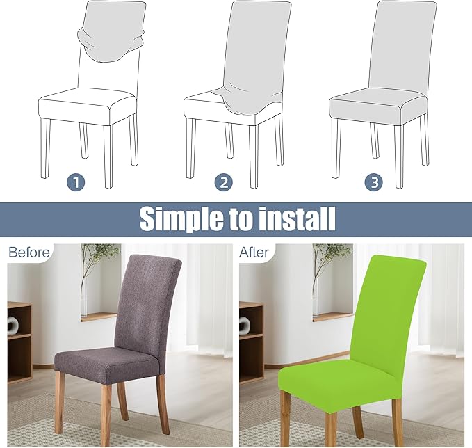 BIETYONE Stretch Dining Chair Covers Set of 6, Soft Removable Washable Kitchen - Image 4