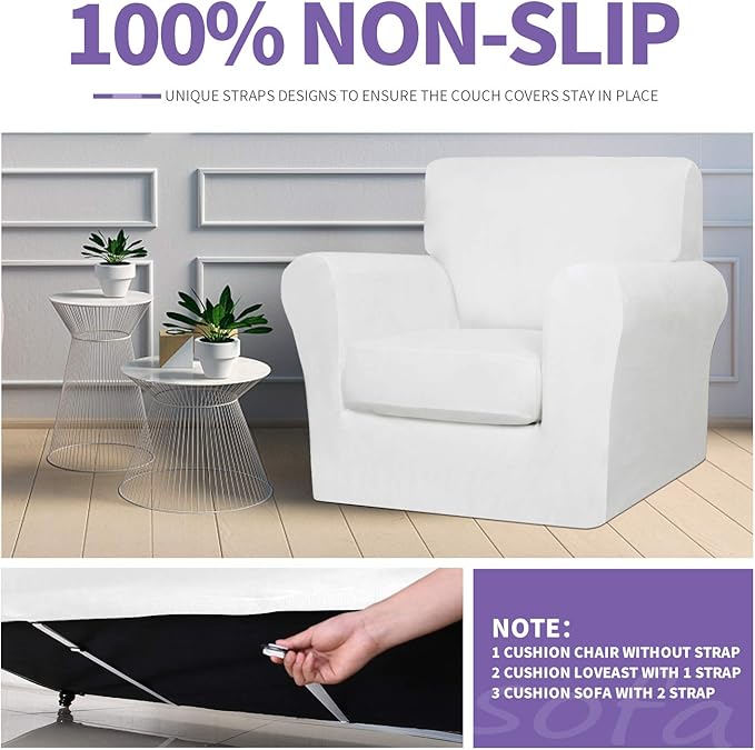 ZNSAYOTX Oversized Velvet Couch Cover 4 Piece Stretch Sofa Covers - Image 5
