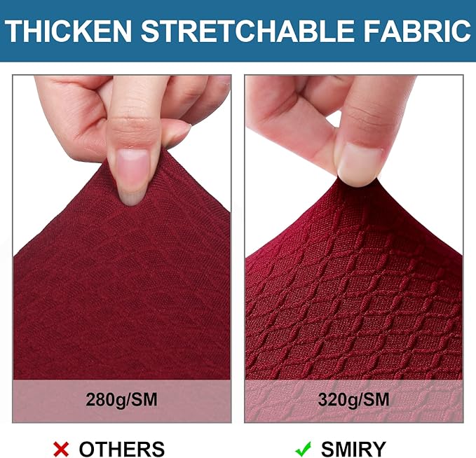 Smiry Waterproof Seat Covers for Dining Room Chairs Set of 6, Stretch Jacquard - Image 4